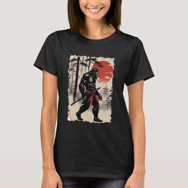 Camiseta Bigfoot Samurai Warrior Anime Japanese Art Samurai (Anverso)