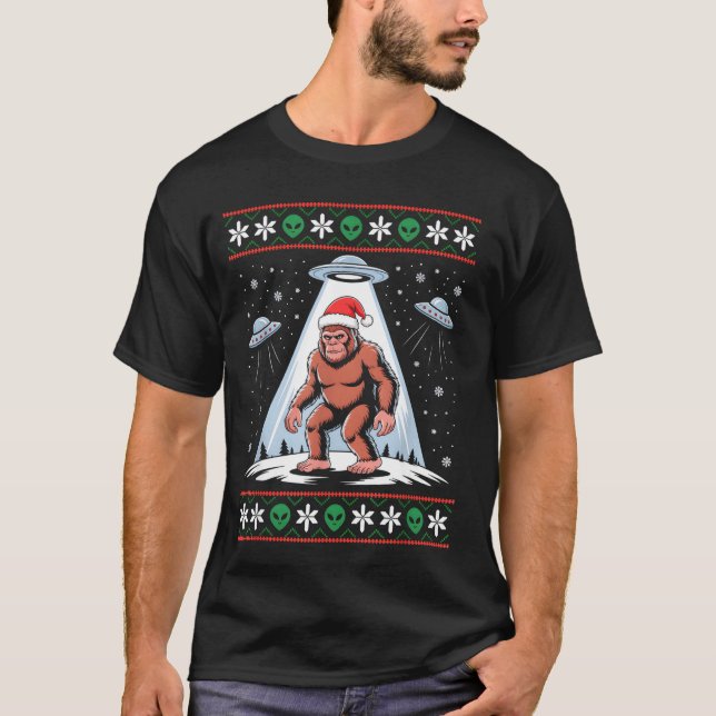 Camiseta Bigfoot Santa Ufo Alien Funny Ugly Christmas Sweat (Anverso)