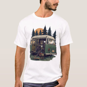 Camiseta Bigfoot Sasquatch Camping Van Atardecer Amante de