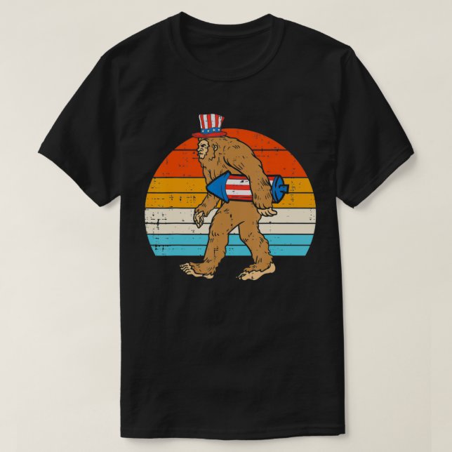 Camiseta Bigfoot Sasquatch Firecracker American USA Funny 4 (Diseño del anverso)