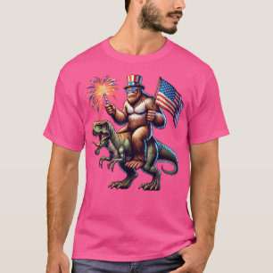 Camiseta Bigfoot Sasquatch Riding Dinosaur T Rex. Gracioso