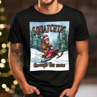 Camiseta Bigfoot Squatchin 'a través de la nieve Navidad