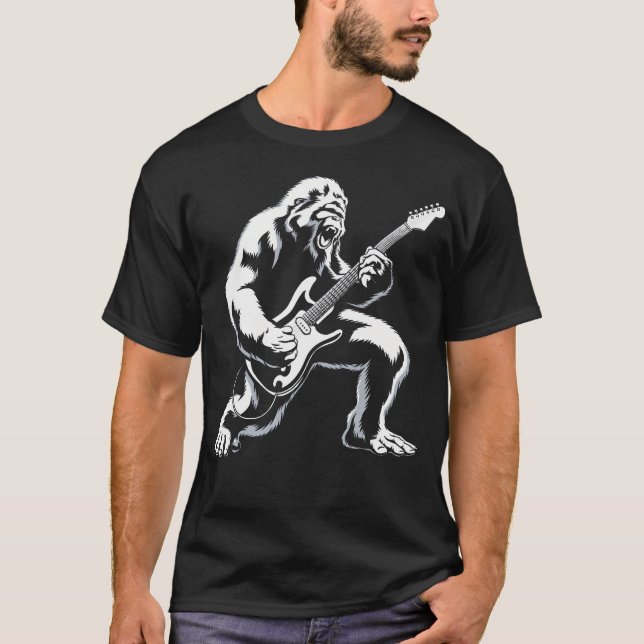 Camiseta Bigfoot tocando guitarra banda de música Rock And  (Anverso)