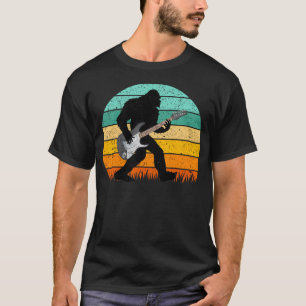Camiseta Bigfoot Tocando Guitarra Retro Vintage Sasquatch G