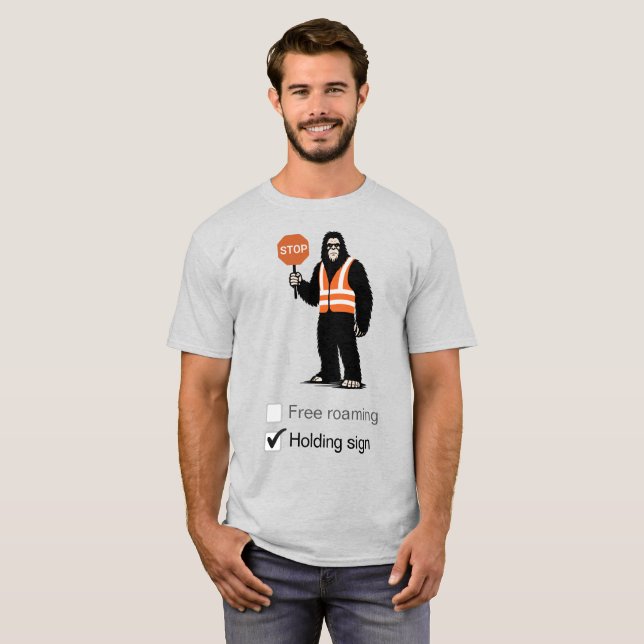 Camiseta Bigfoot trabaja como controlador de tráfi (Anverso completo)