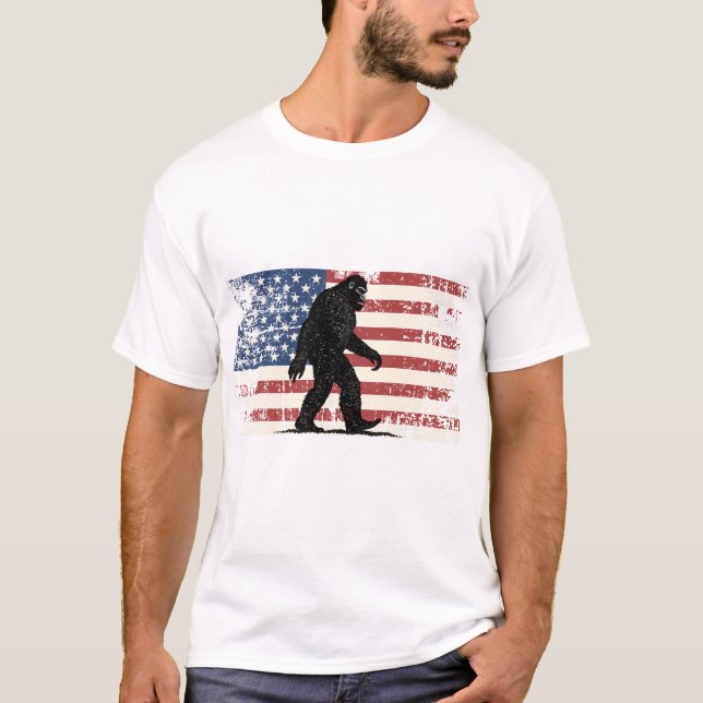 Camiseta Bigfoot US Flag - Men Women Kids - Sasquatch  (Anverso)