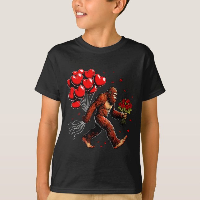 Camiseta Bigfoot Valentines Day Funny Sasquatch Hearts Love (Anverso)