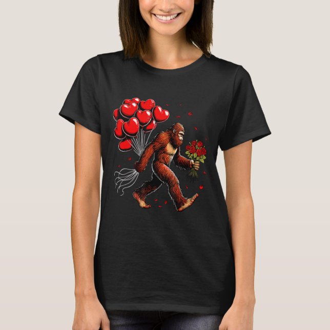Camiseta Bigfoot Valentines Day Funny Sasquatch Hearts Love (Anverso)