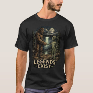Camiseta Bigfoot y Alien “Leyendas Existen” Retro Divertido