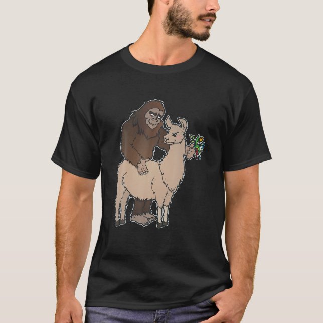 Camiseta Bigfoot y Llama Best Friends Funny Sasquatch Gif (Anverso)