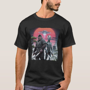 Camiseta Bigfoot Y Ninja Alien Vintage Samurái Japonés U