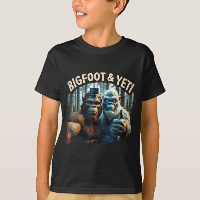 Camiseta Bigfoot y yeti selfie criptid cazador de squatch (Anverso)