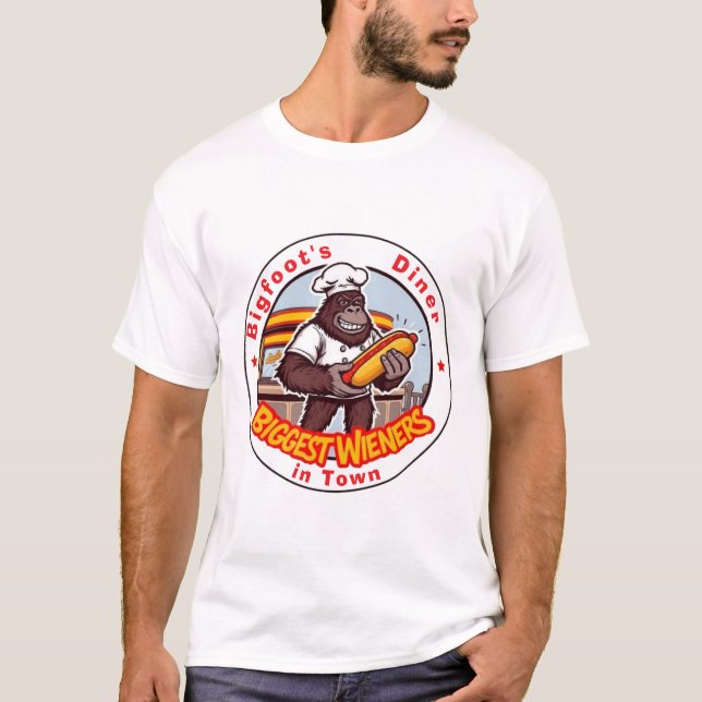 Camiseta Bigfoot's Diner Biggest Wieners In Town (Anverso)