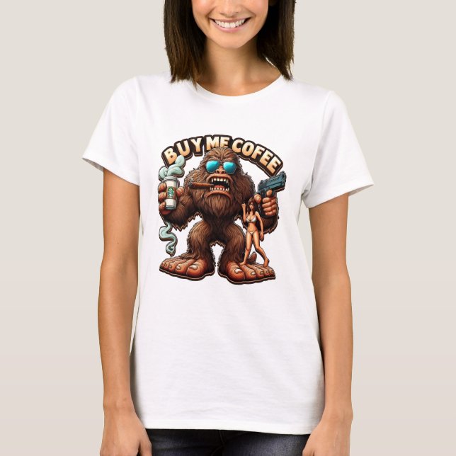 Camiseta Bigfoots Morning Brew Cómprame Un Café (Anverso)