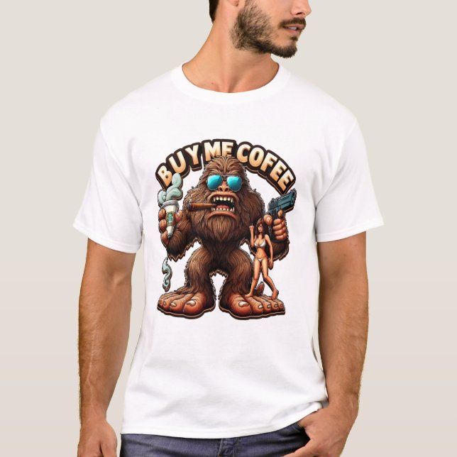 Camiseta Bigfoots Morning Brew Cómprame Un Café (Anverso)