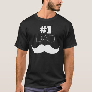 Camiseta Bigote blanco y negro del papá #1 - número uno