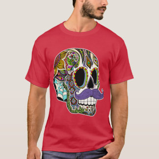 Camiseta Bigote Calavera Azúcar Versión Color