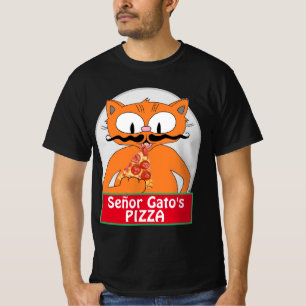 Camiseta Bigote de Bigote de Pizza del Señor Gato Gato