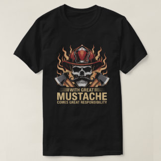 Camiseta Bigote de Bombero Calavera Héroe Llama Hachas Prim