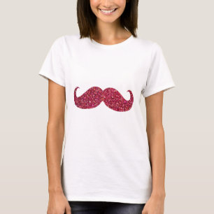 Camiseta Bigote de purpurina roja