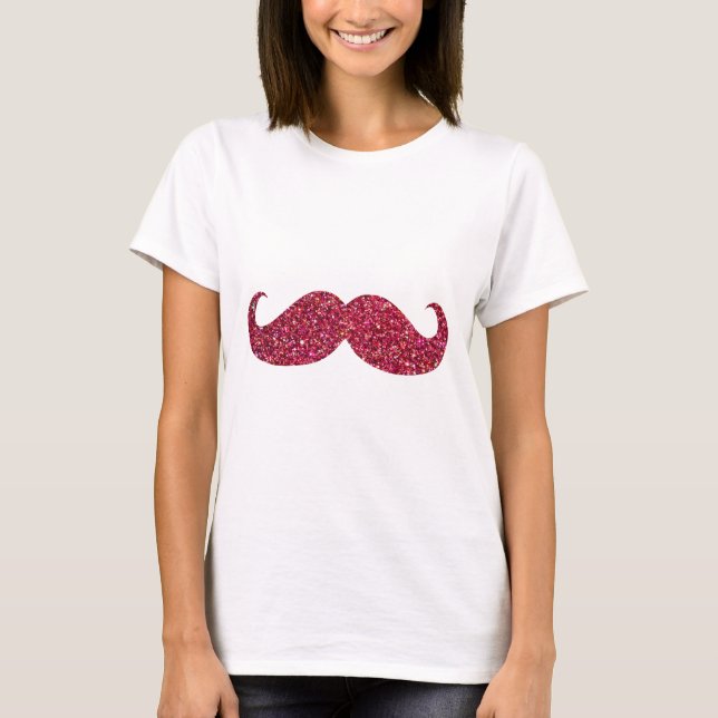 Camiseta Bigote de purpurina roja (Anverso)