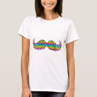 Camiseta Bigote del purpurina del arco iris