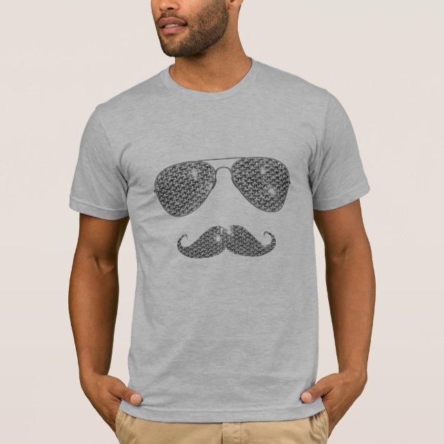 Camiseta Bigote divertido del diamante con los vidrios (Anverso)