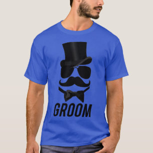Camiseta Bigote Divertido del Novio Sombrero de Copa Corbat