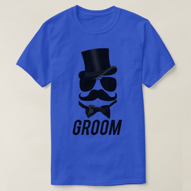 Camiseta Bigote divertido del novio sombrero de copa pajari (Diseño del anverso)