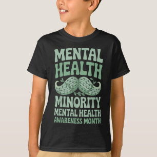 Camiseta Bigote Groovy Minoría Conciencia de Salud Mental M