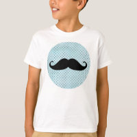 Bigote negro divertido en lunares azules verde