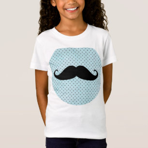 Camiseta Bigote negro divertido en lunares azules verde