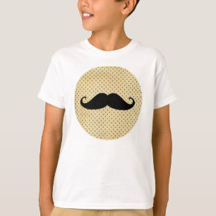 Camiseta Bigote negro divertido en lunares del amarillo del