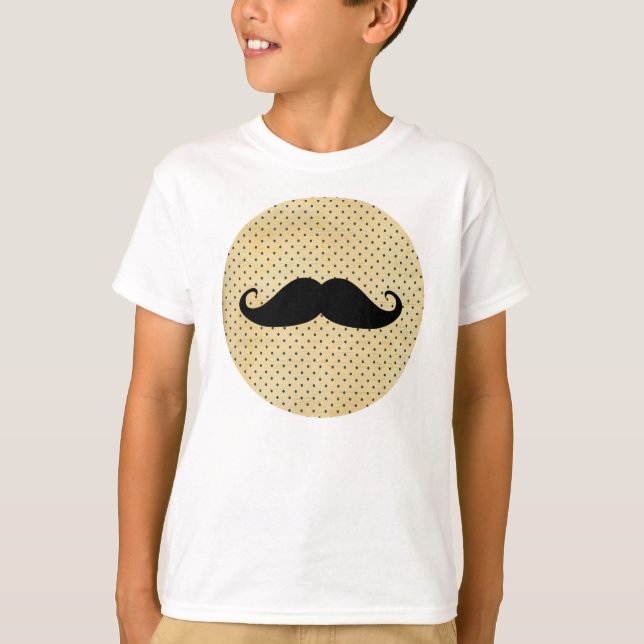 Camiseta Bigote negro divertido en lunares del amarillo del (Anverso)
