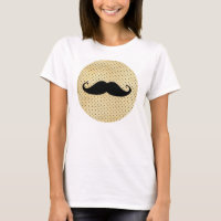 Bigote negro divertido en lunares del amarillo del