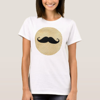 Camiseta Bigote negro divertido en lunares del amarillo del