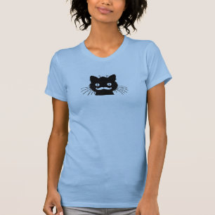 CAMISETA BIGOTE RETRO DIVERTIDO EN GATITO NEGRO