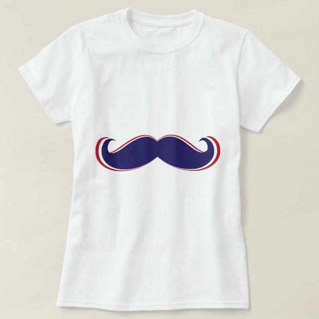 Camiseta Bigote - rojo, blanco y azul (Diseño del anverso)