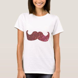 Camiseta Bigote rosado de Bling (falso gráfico del