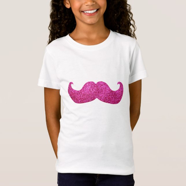Camiseta Bigote rosado de Bling (falso gráfico del (Anverso)