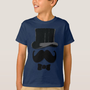 Camiseta Bigote, sombrero de copa y pajarita