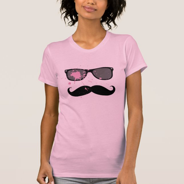Camiseta Bigote y gafas de sol divertidos (Anverso)