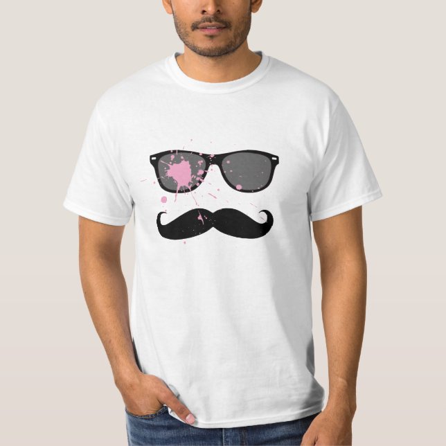 Camiseta Bigote y gafas de sol divertidos (Anverso)