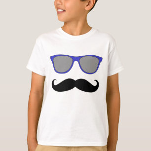 Camiseta Bigote y humor azul de las gafas de sol