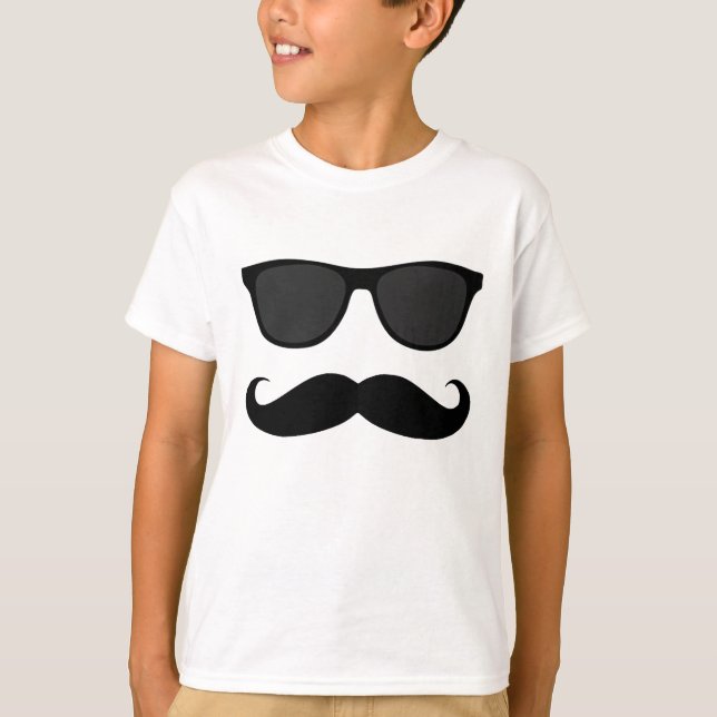 Camiseta Bigote y regalo negros del humor de las gafas de (Anverso)