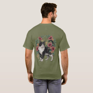 Camiseta Bigotes Botánicos: Gato Floral Arte Folclórico