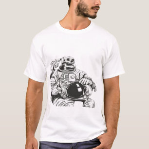 Camiseta BIGREAMS Esqueleto de Astronauta Impreso Manga Med