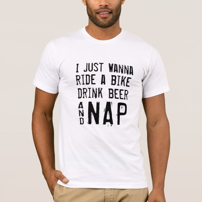 Camiseta Bike Beer Nap Tee, Cycling Sarcasm Gift T-Shirt (Anverso)
