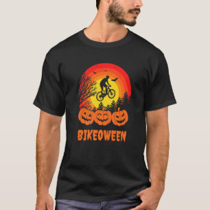 Camiseta Bikeoween Bicicleta Halloween Bat Pumpkin Biker Re