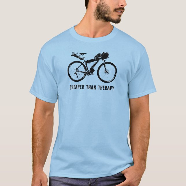 Camiseta Bikepacking, Más Barato Que Terapia (Anverso)